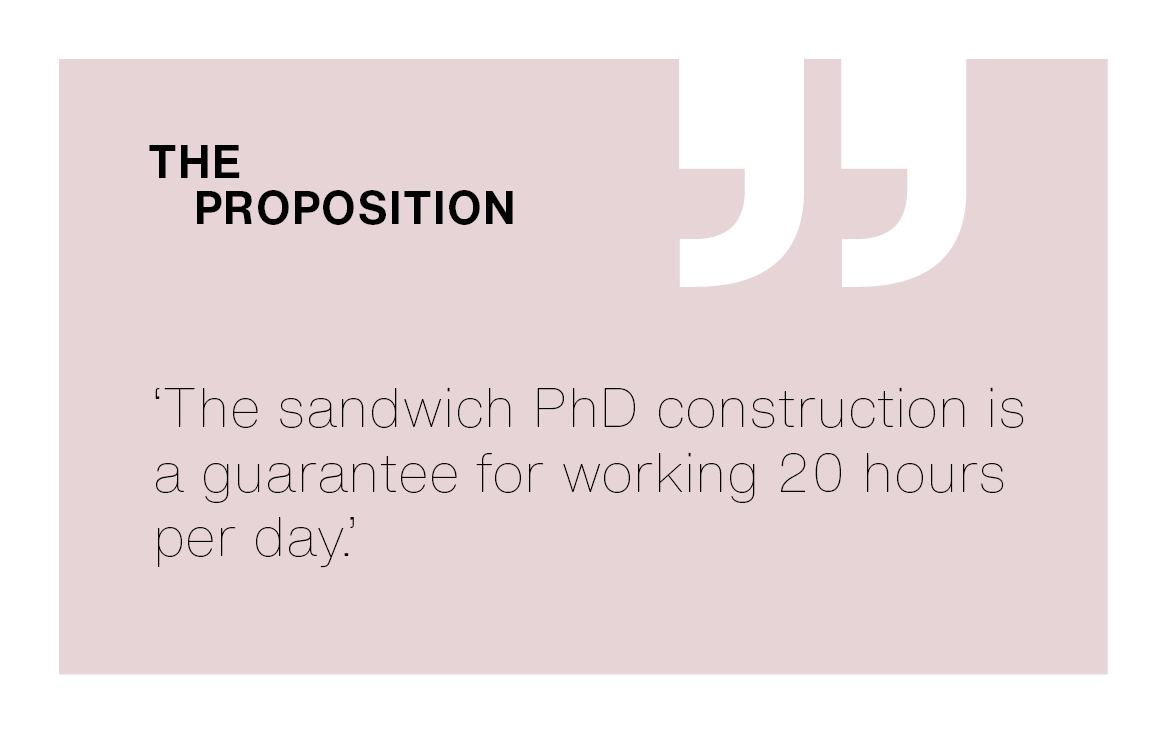 [The Proposition] ‘Sandwich PhD works 20 hours per day.’
