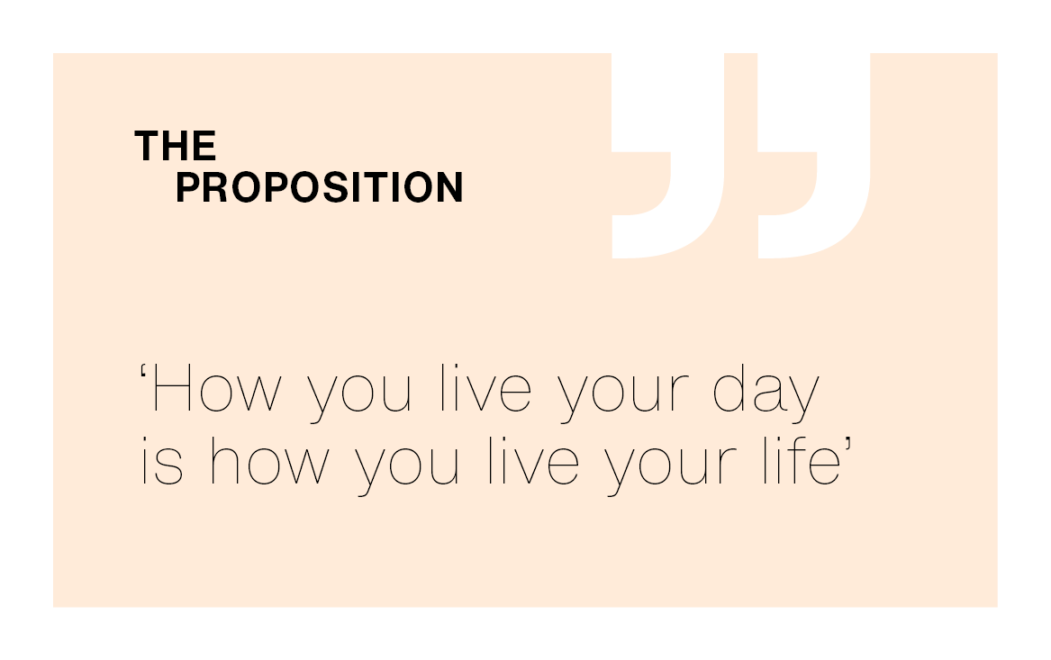 [The Proposition]: ‘How you live your day is how you live your life’