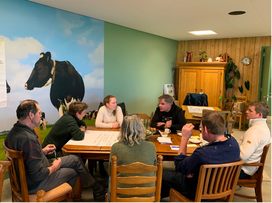 Boeren en onderzoekers aan tafel vor agroforestry-project