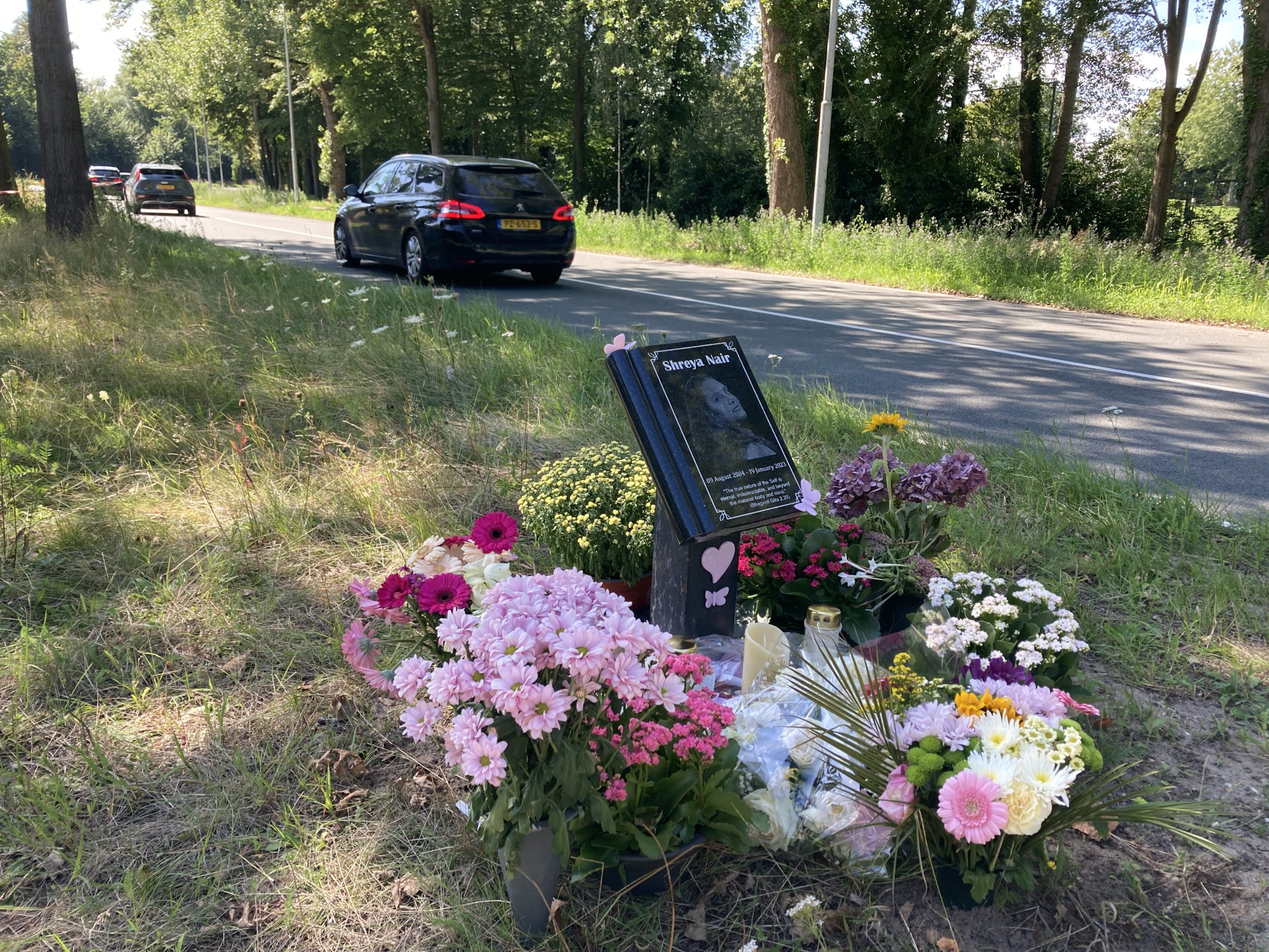 Roadside memorial for student killed in traffic