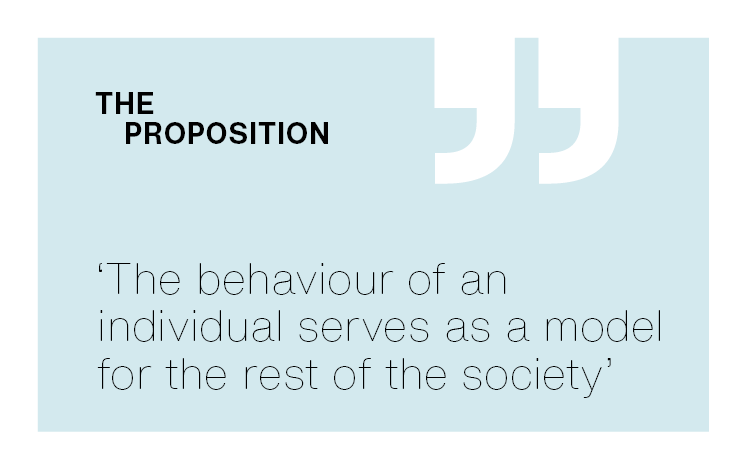 [The Proposition] ‘The behaviour of an individual serves as a model for the rest of the society’