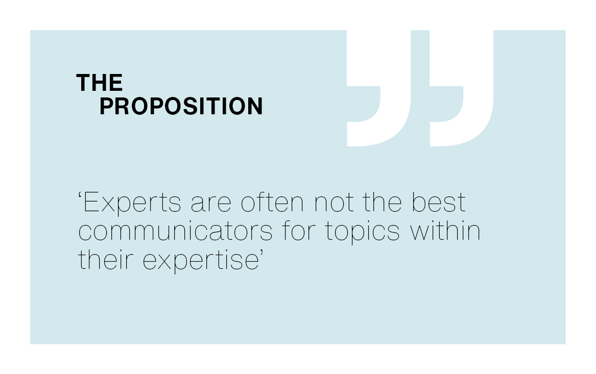 [The Proposition] ‘Experts are often not the best communicators for topics within their expertise’