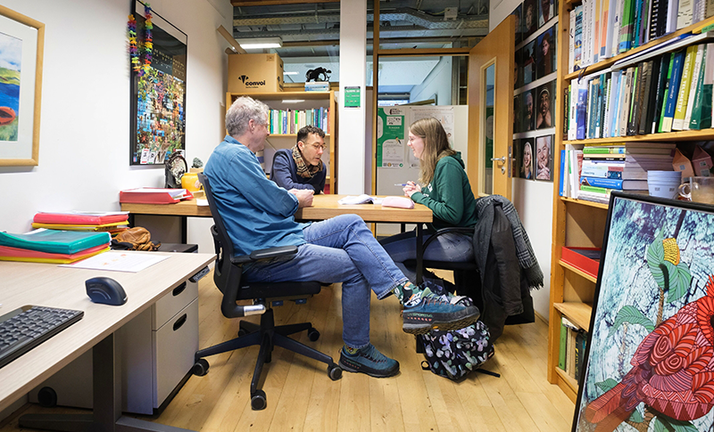 Fred de Boer, Wildlife Ecology & Conservation associate professor: ‘Consultations at this table are my work. I get it that this is an expensive office in terms of square
metres. But that’s an investment in the quality I deliver. Photo Guy Ackermans