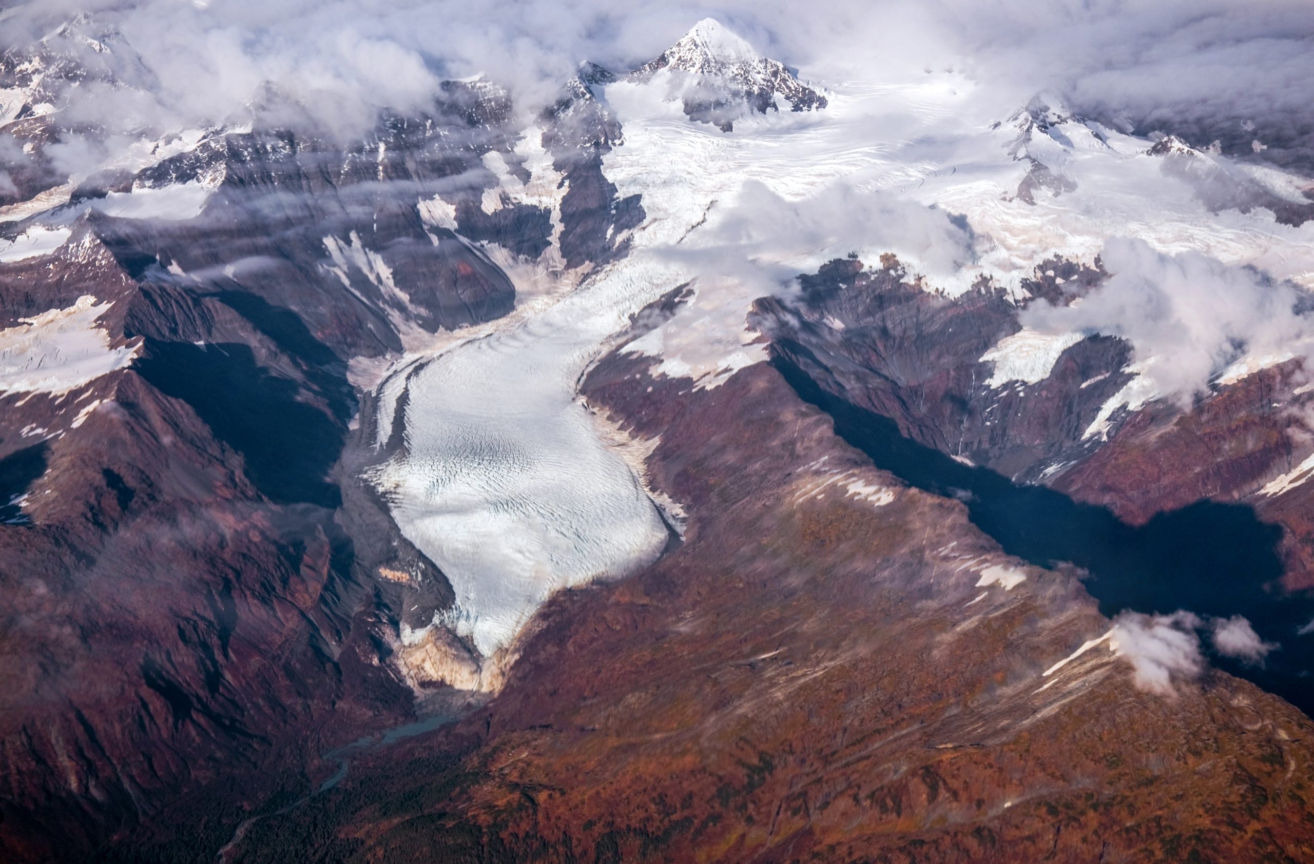 De gletsjer Karakoram vanuit de lucht