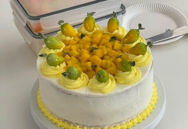 Mango sticky rice cake for trip to Canada